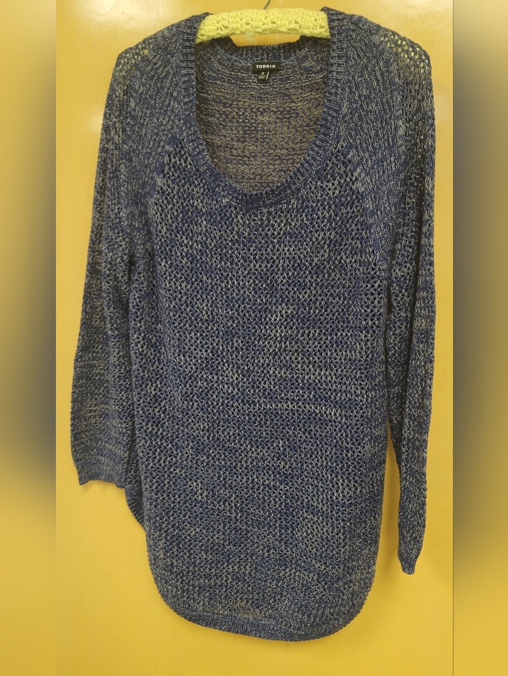 Torrid Navy Open-Knit Scoop Neck Sweater